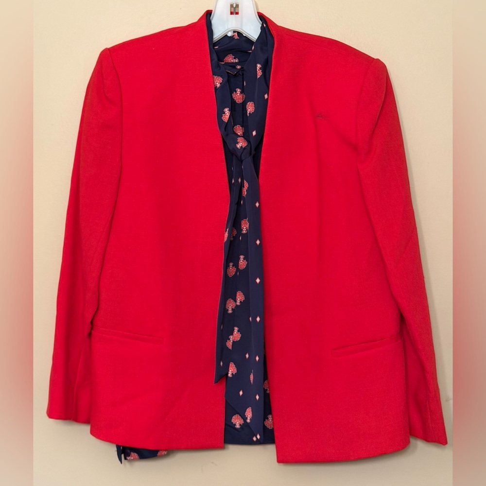 Vintage Michelle Stuart Red/Navy Blazer Set w/ Top & 2 Skirts. Sz 8 Petite